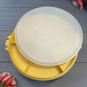 Vintage Tupperware Serving Center with Lid – Harvest Yellow – Made in Canada